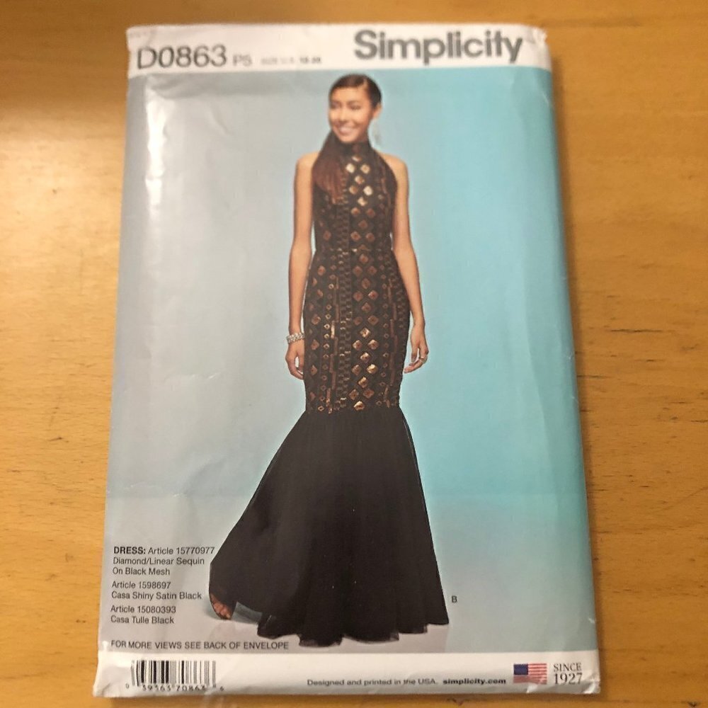 🛒 $6 - Sewing Craft Pattern - Formal Dress size 12-20 Simplicity D0863